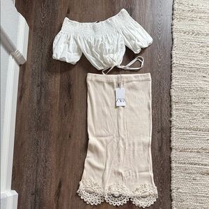 Zara Beige Lace Skirt